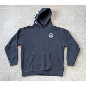 Spitfire Skateboard Hoodie Mens Large Black Skate Logo HOLES READ